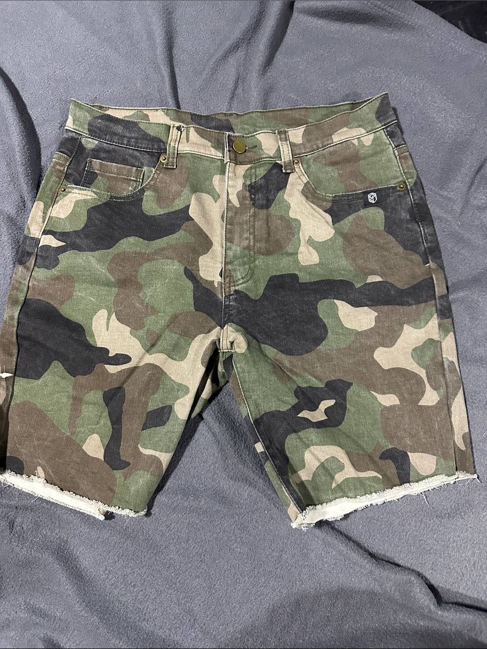 Born Primitive Camo Jean Shorts - Green/Brown/Black